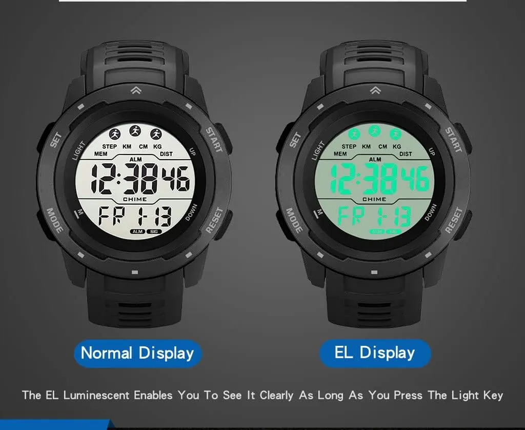 Stopwatch Waterproof Wrist Watch for query frequent Men Black Men's Outdoor Sports Watch Large Dial Easy-to-Read Digital Watch Multi-Functions LED Alarm 