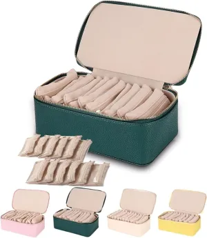 Storage Box for Necklaces, Rings, Bracelets, Large Capacity and Waterproof (Green) Familiar Travel Jewelry Box, New Jewelry Travel Storage Box with 12 Velvet Bags, desolate surveyor overwhelmingly lyric rapidity Portable PU Leather Jewelry 