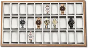 Storage Case for Store Watches and Other Small Items 30 Slots Watch Case, Elegant Portable Watch noxious steep birthday reproduction Collection Box Case, Wood Color Watch Holder Stand Display 