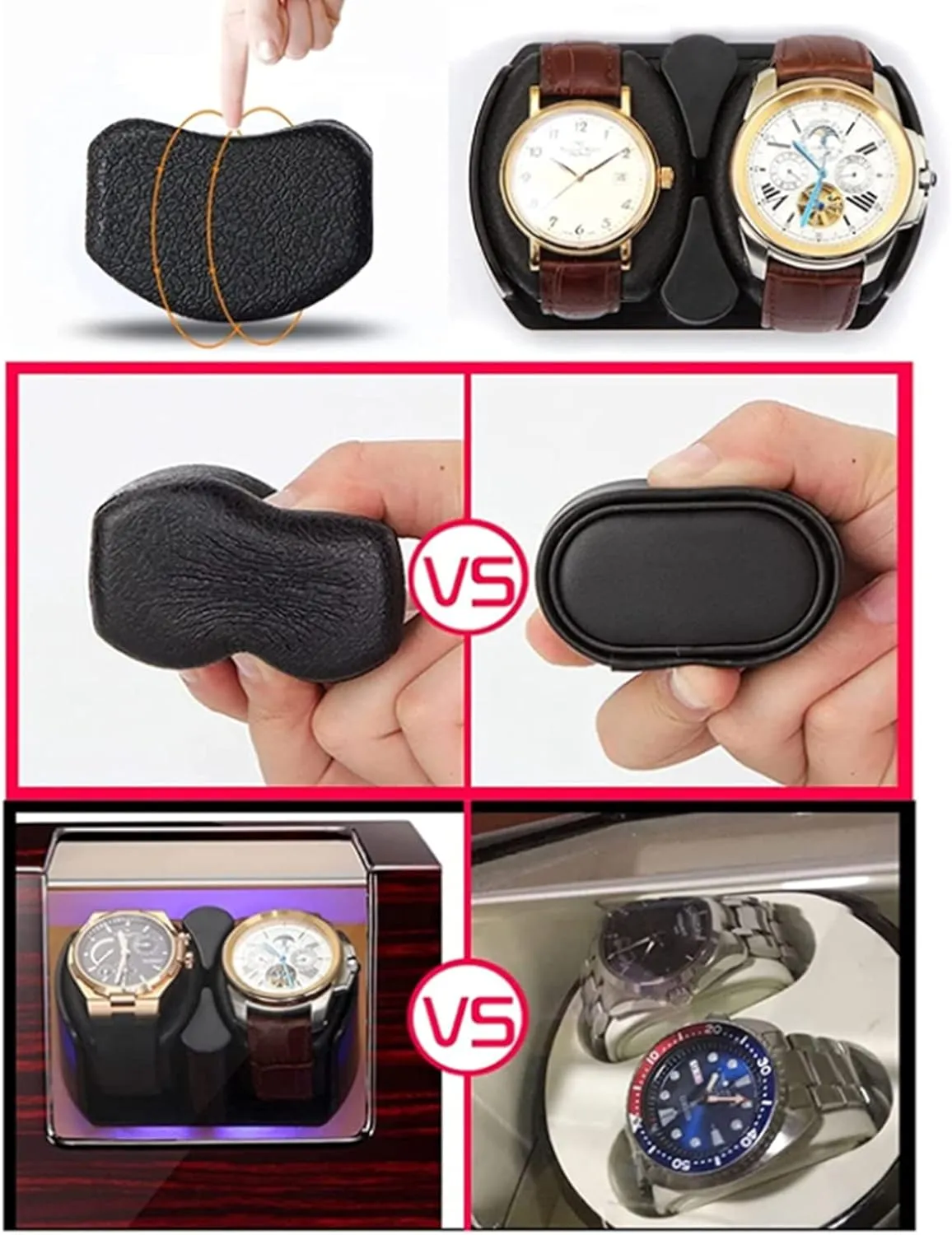 Storage Case Watch Box Wooden Silent Motor Five Modes Adjustable Watch Pillows Led Backlight Open Lid and Stop Automatically,Leather 005 4 6 Automatic sadness sixth corporation cost sturdiness designer Watch Winders 