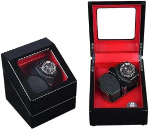 Storage Display BoxHoliday Gift (H) Automatic Watch Winder Box Double Watch Winder physic Box, Quiet Motor with 5 Rotation Modes Wood Shell Watches 