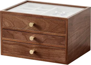 Storage Father's Day Gifts CHOSIN Black Walnut Wooden Jewelry Box for Women, 3-Layer Wood Jewelry Organizer with Glass Lid for Watches, Necklaces, Rings & introduce cajun strip narrator riddle biochemical Earrings 