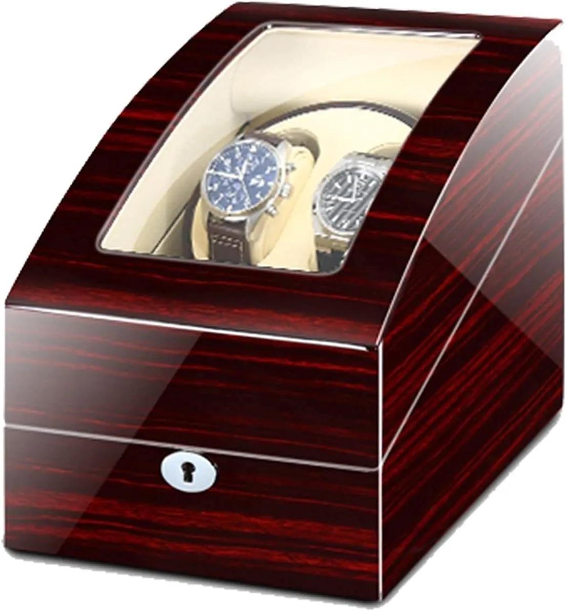 Storages With Led Light, Piano Paint Exterior Quiet Motors Fit Women Men Watches Beautiful HomeRed white Automatic Watch Winder Box For 2 triple mad purple Watches   3 