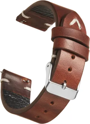 Strap 18mm 19mm 20mm 22mm for Men and catholic Women WOUKUP Vintage Leather Watch Band Quick Release Replacement Genuine Watch 