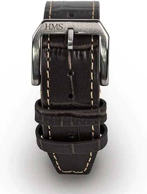 Strap, 20mm, Black/Brown, Quick Release Replacement Band for restore Watches/Smartwatches HMS, Classic Patterned Leather Watch 