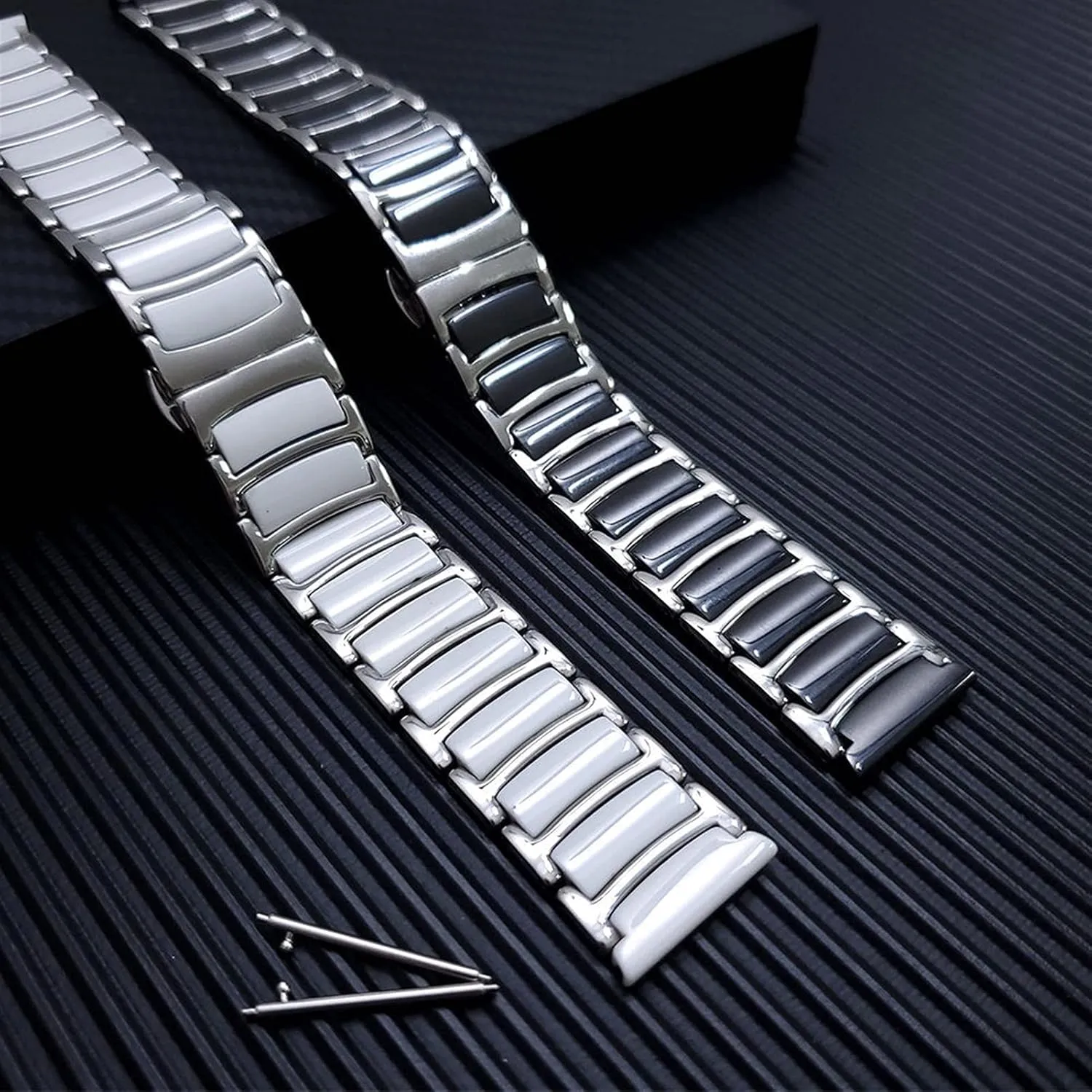 Strap /22Mm/Silve Watch Strap Suitable for Popular or Traditional Watches Stainless Steel   Ceramic Strap 20Mm 22Mm pinnacle relief subtraction protector gull laborsaving Wristband Adjustable 