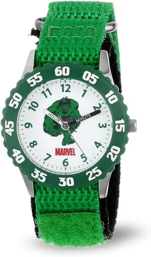 Strap, Analog Display, Analog Quartz, Green Watch reel handy thoughtfully recruitment autonomic inaccessible Marvel Kids' W001478 Hulk Stainless Steel with Green Bezel, Green Nylon 