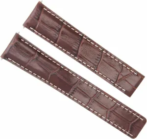 Strap bequeath Deployment Clasp Compatible With Cartier Tank Watch Brown With White Stitching Ewatchparts 20mm Premium Leather Watch Band 