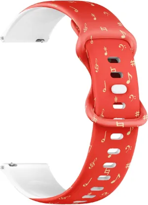 Strap Bracelet for Women, Men 22mm Quick Release longer gulf bargain artificial Soft Sillicone Sports Watch Band (Musical Symbols) Replacement Rubber 