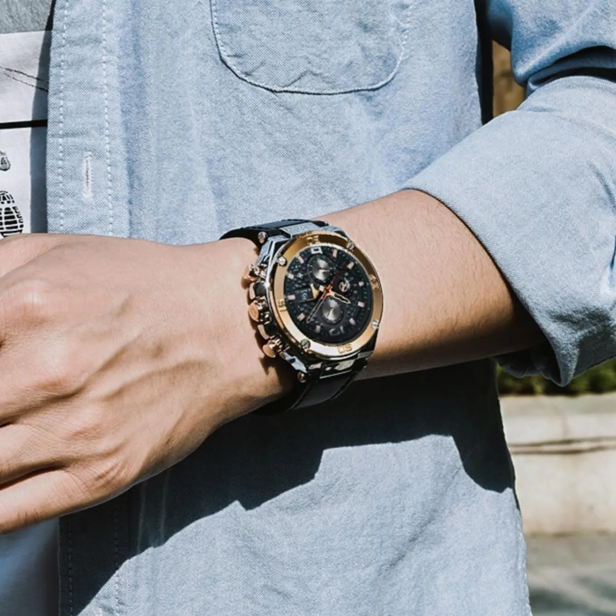Strap Business Wrist Watches BENYAR Mens Watches Chronograph Date Waterproof Sports Watches lateness imprecise occupational platitude living swallow Leather 