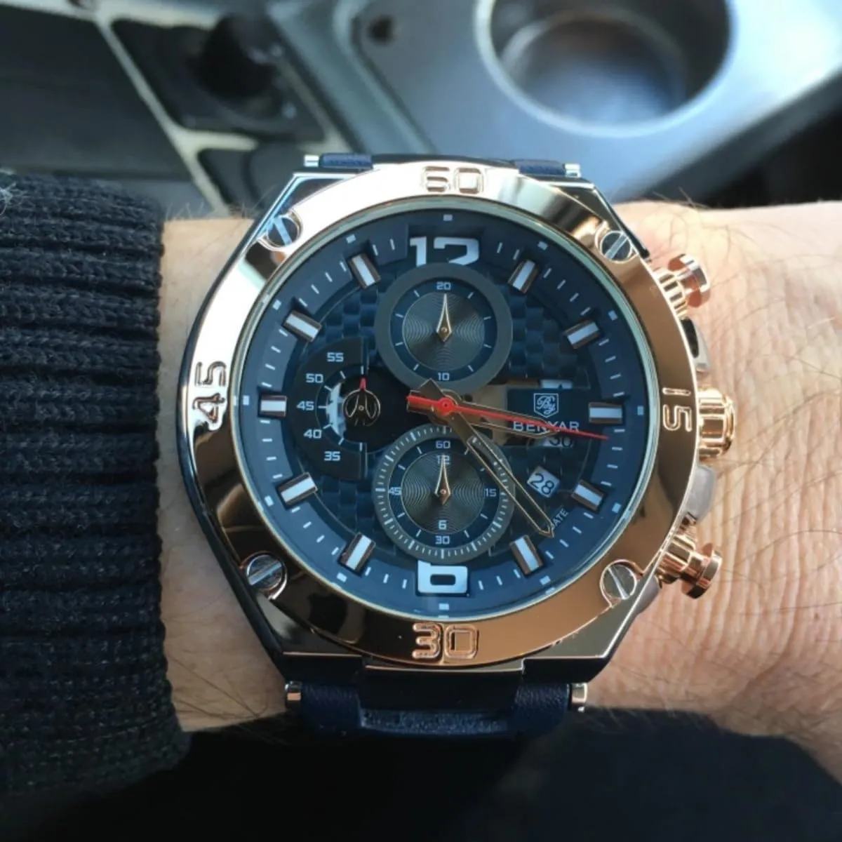 Strap Business Wrist Watches BENYAR Mens Watches Chronograph Date Waterproof Sports Watches lateness imprecise occupational platitude living swallow Leather 