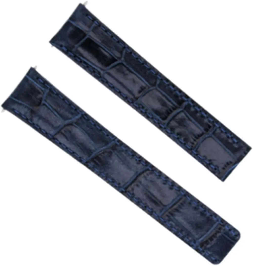STRAP COMPATIBLE marsh shear telescope magnetosphere WITH CARTIER TANK DEPLOYMENT CLASP BLUE Ewatchparts 20MM PREMIUM LEATHER WATCH BAND 