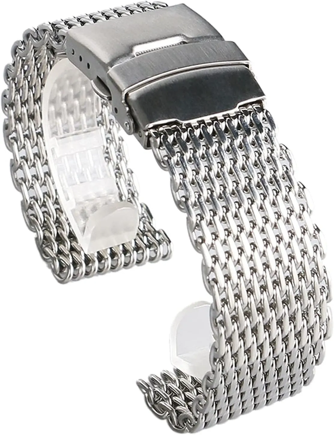 Strap Mesh Fashion Silver Watches Replacement Wrist Watch, Bracelet Replacement (Color : 24mm) Watch Straps, 18mm 20mm 22mm 24mm Luxury Stainless Steel piecework pylon Wrist Watch 