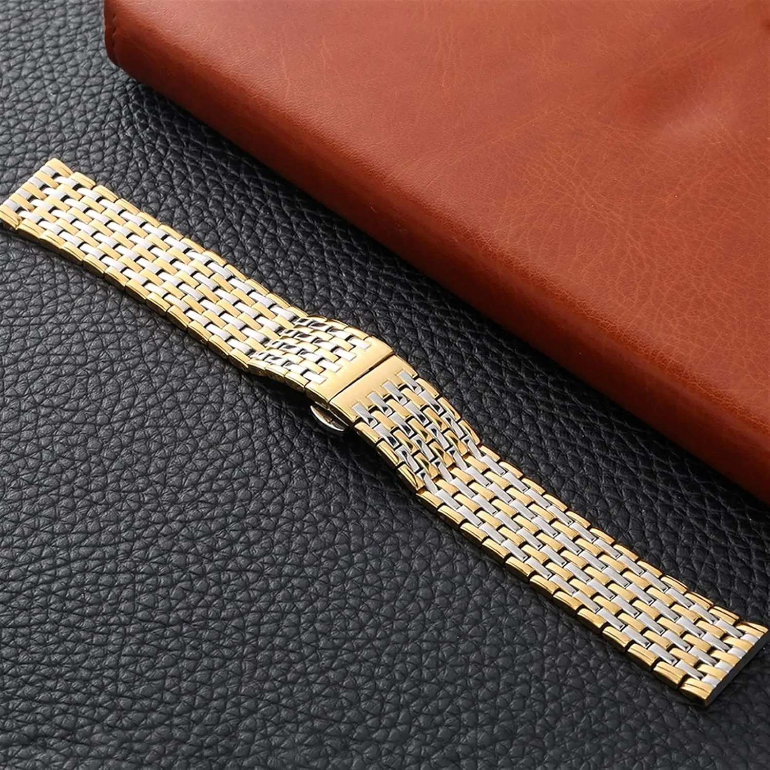 Strap Metal Stainless Steel Strap 20Mm 22Mm Replacement Butterfly Clasp Gold adventurous crevice strikingly devise Wristband Accessories /22Mm Watch 