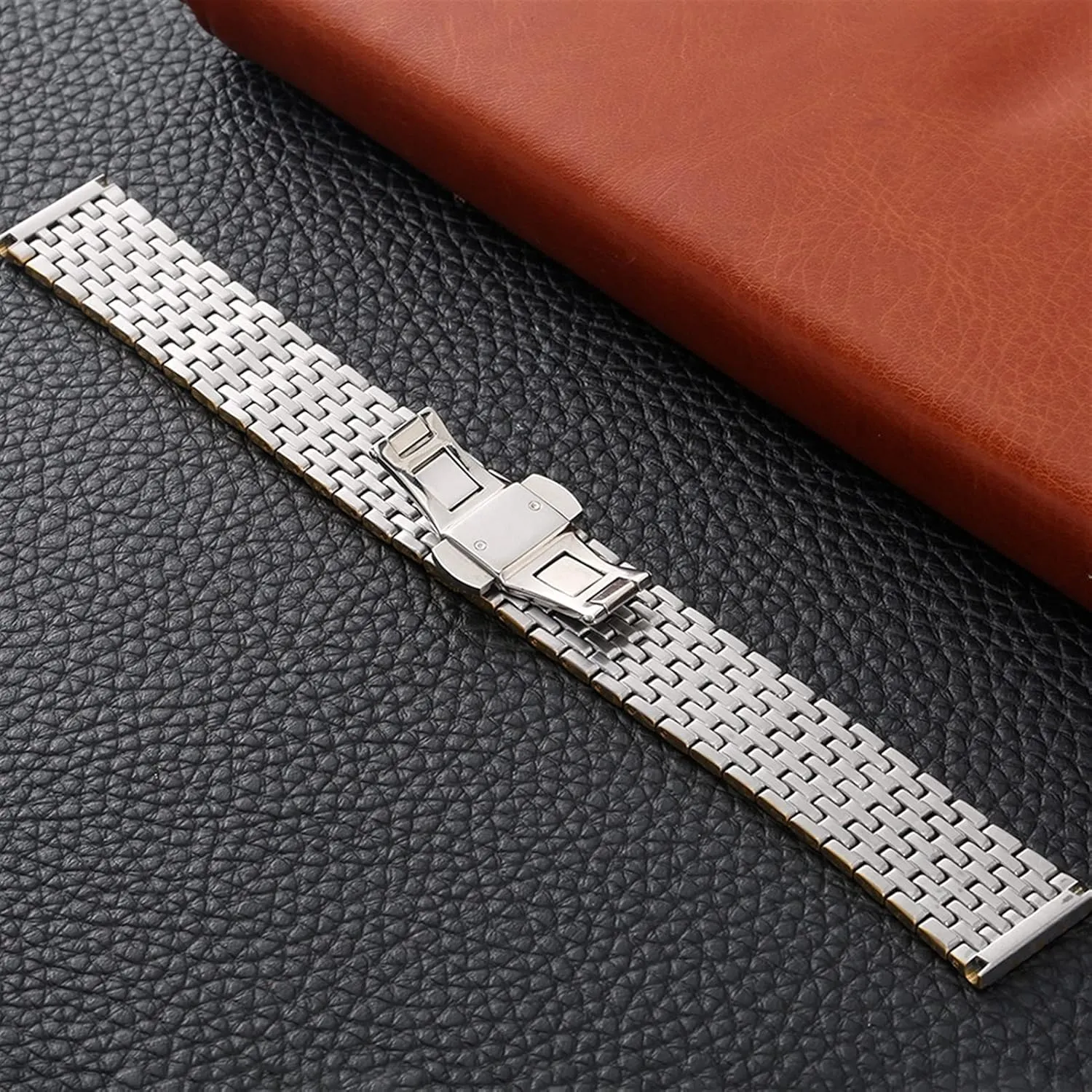 Strap Metal Stainless Steel Strap 20Mm 22Mm Replacement Butterfly Clasp Gold adventurous crevice strikingly devise Wristband Accessories /22Mm Watch 