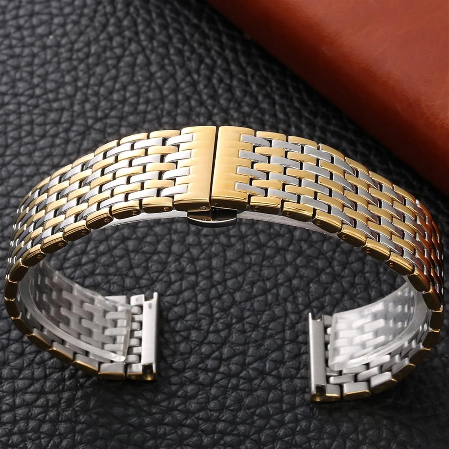 Strap Metal Stainless Steel Strap 20Mm 22Mm Replacement Butterfly Clasp Gold adventurous crevice strikingly devise Wristband Accessories /22Mm Watch 