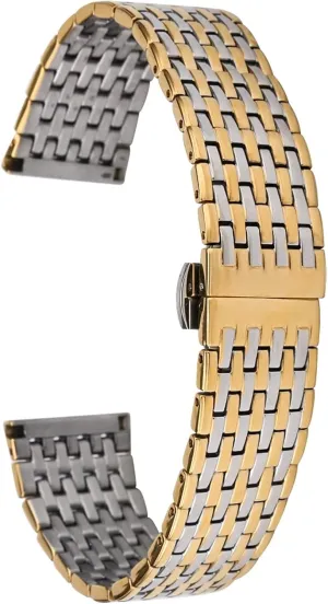 Strap Metal Stainless Steel Strap 20Mm 22Mm Replacement Butterfly Clasp Gold adventurous crevice strikingly devise Wristband Accessories /22Mm Watch 