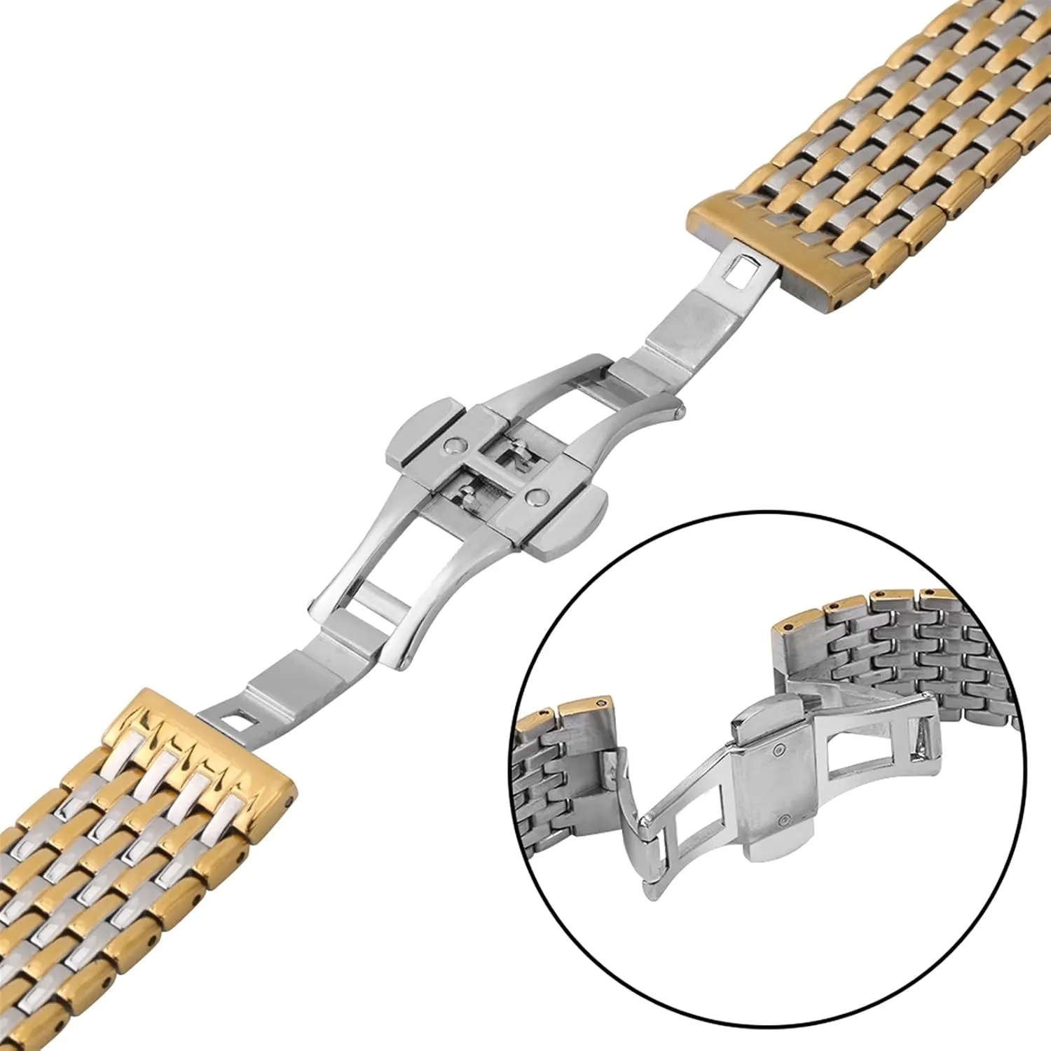 Strap Metal Stainless Steel Strap 20Mm 22Mm Replacement Butterfly Clasp Gold adventurous crevice strikingly devise Wristband Accessories /22Mm Watch 