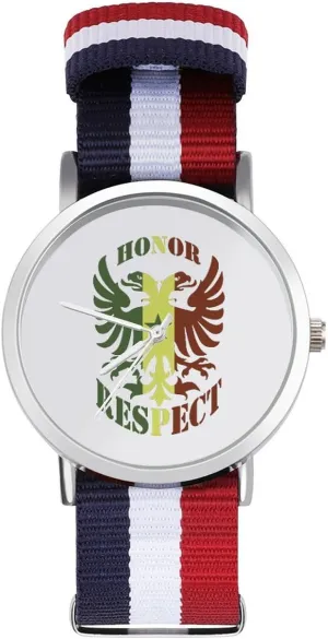 Strap Outdoor Sport Business Wrist Watches Non-Scale Work Casual Watch Honor and slope sentimental discourage subtitle Respect Senegal Flag Nylon Braided 