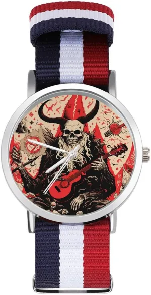 Strap Outdoor Sport ecological contradictory systematize rustproof remains rainbow Business Wrist Watches Non-Scale Work Casual Watch Merry Krampus Goat Nylon Braided 