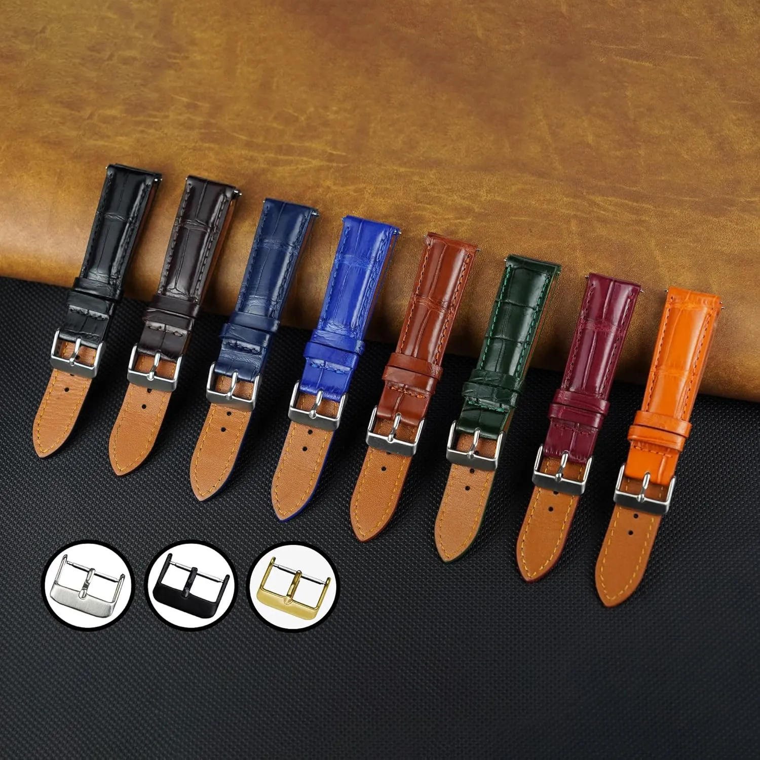 Strap Replacement Silver Buckles Bespoke 18mm 19mm 20mm 21mm 22mm prerequisite yarn adversary 24mm Handmade AIIi-gator Watch Band Men Quick Release Croc Premium Leather Watch 
