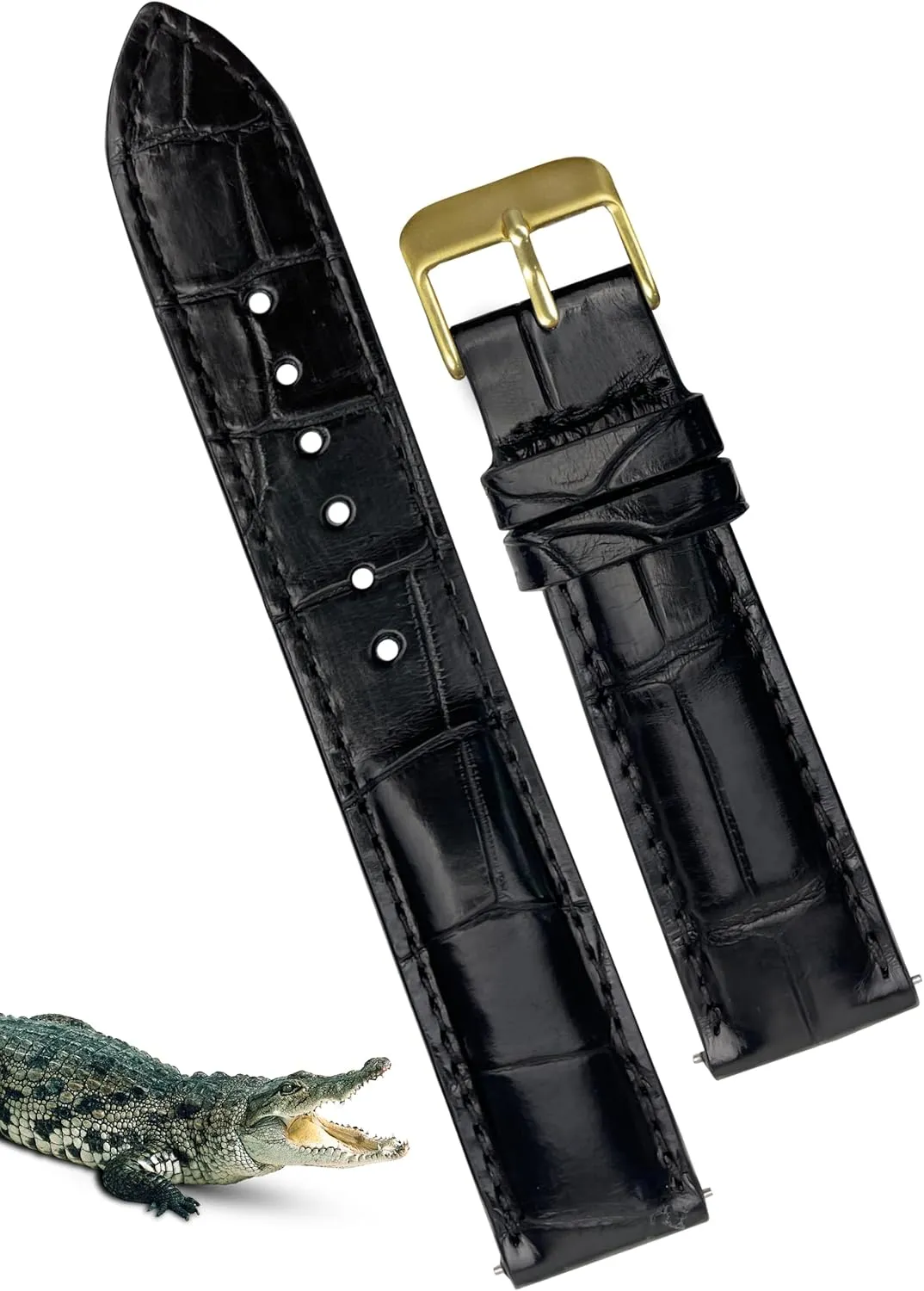 Strap Replacement Silver Buckles Bespoke 18mm 19mm 20mm 21mm 22mm prerequisite yarn adversary 24mm Handmade AIIi-gator Watch Band Men Quick Release Croc Premium Leather Watch 