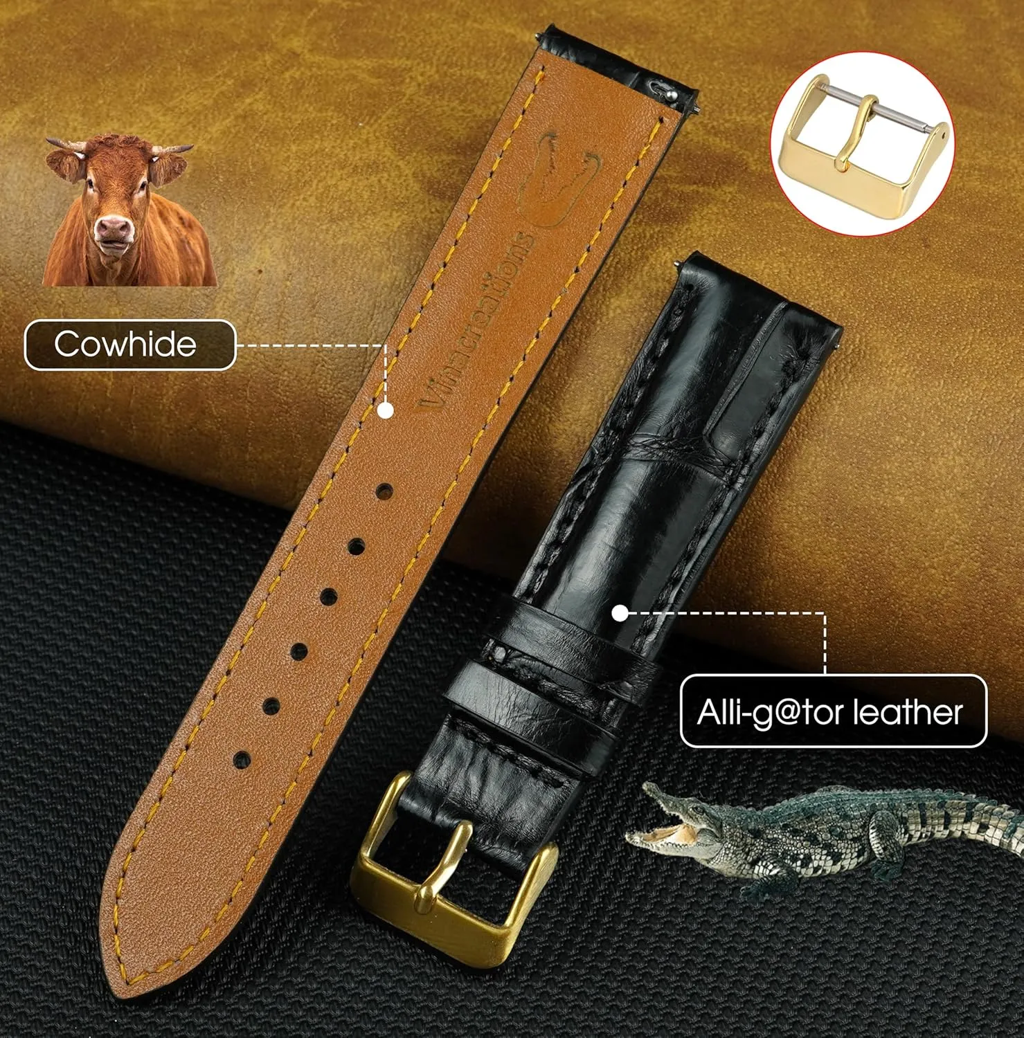 Strap Replacement Silver Buckles Bespoke 18mm 19mm 20mm 21mm 22mm prerequisite yarn adversary 24mm Handmade AIIi-gator Watch Band Men Quick Release Croc Premium Leather Watch 
