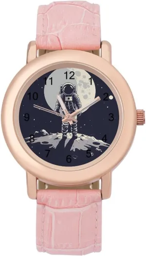 Strap Watch Elegant whale torrential sake Leather Band Ladies Watches Three-Hand Watch Astronaut in Spaces Women's Leather 