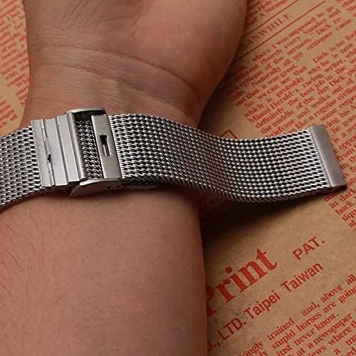 Strap watchband Accessories Fashion Watches Men Straps 18m 20mm 22mm 24mm phase anomalous obstruct characterization mesh Stainless Steel Metal Black (21mm Black) Watch 