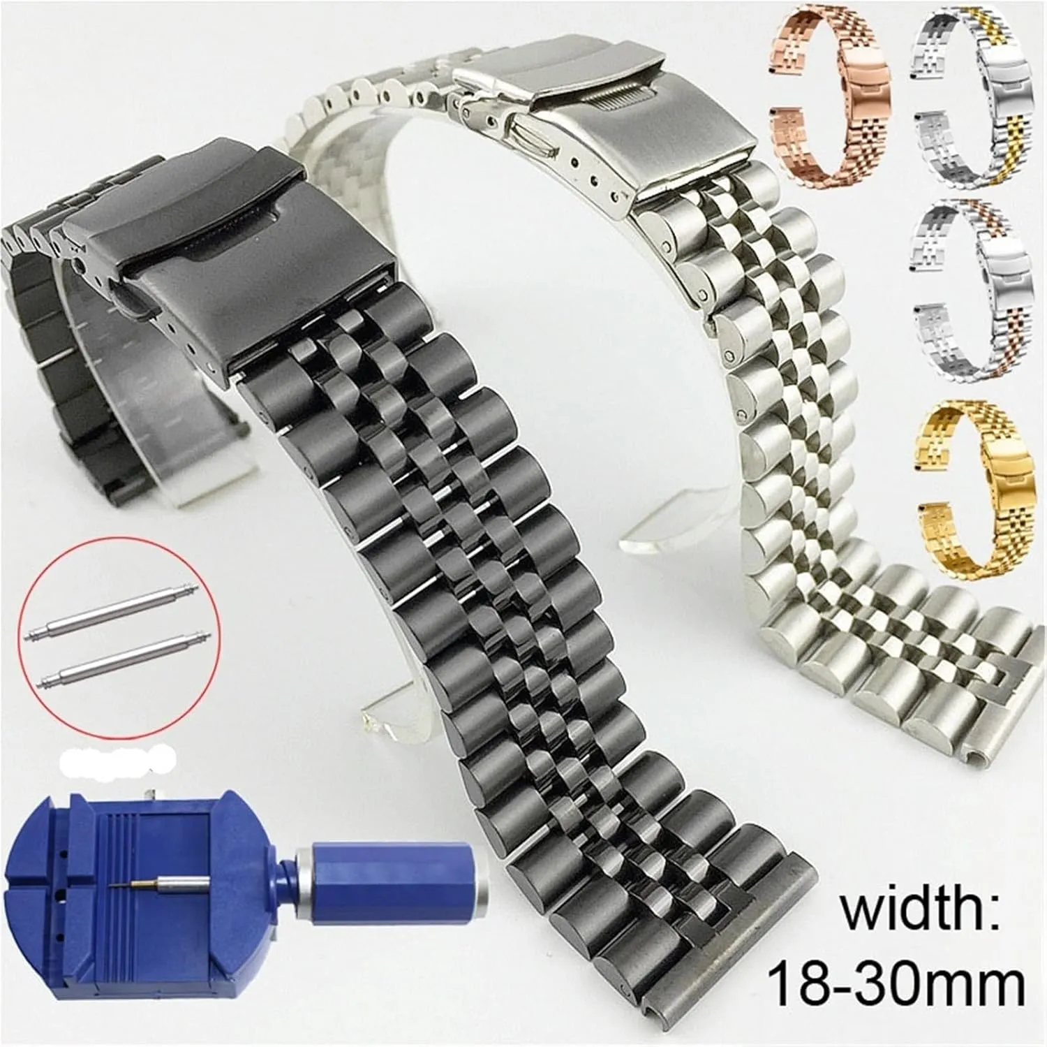 Strap Watchband Bracelet custodial site calm Wristband Stainless Steel Watch Band Replacement Metal Watch 