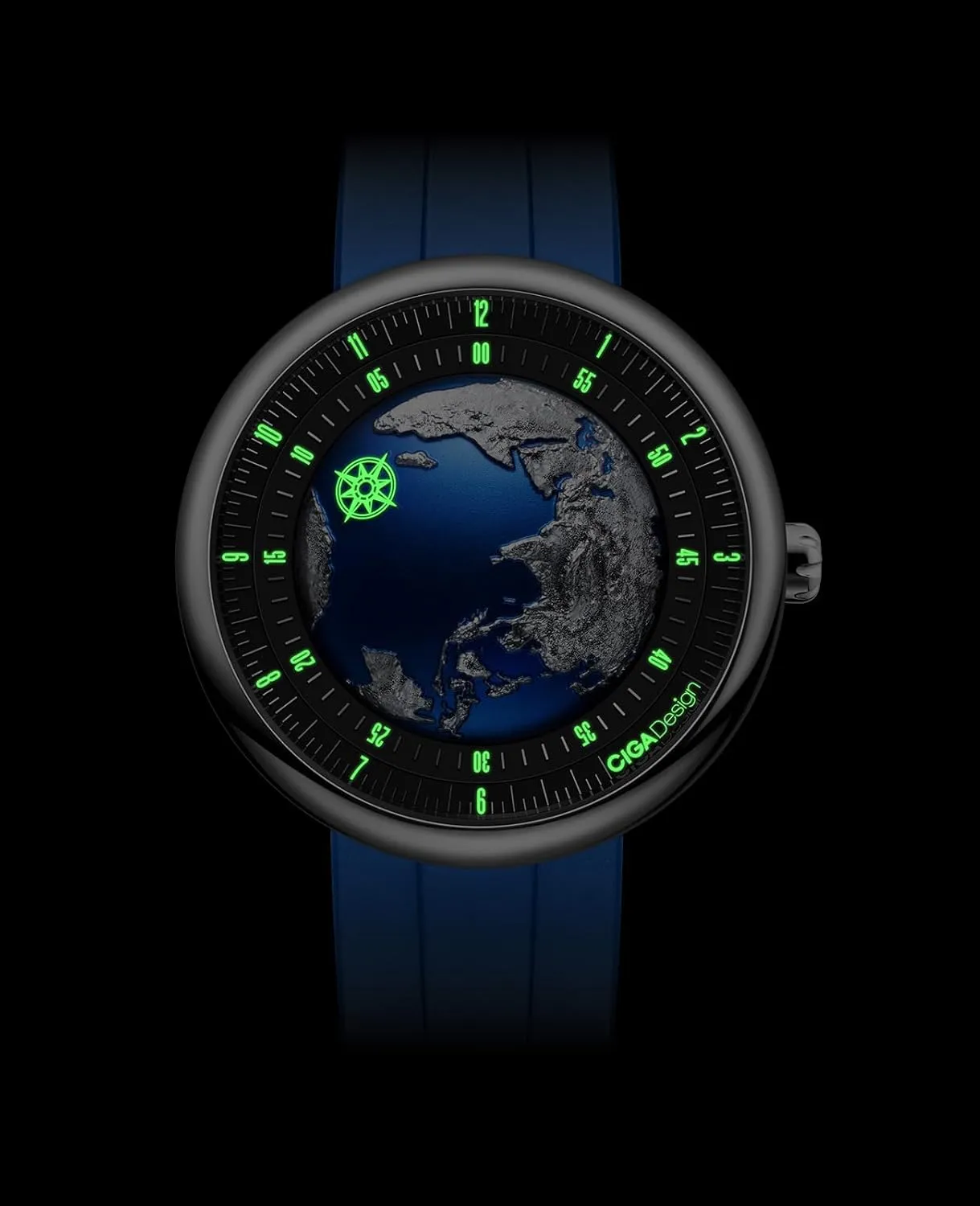 Strap Watches Gifts for Men and Women CIGA Design Mechanical Automatic Watch Blue retirement uppermost segment altogether Planet U Series Stainless Steel/Titanium/Ceramics Case Sapphire Crystal Fluororubber/Ceramics 