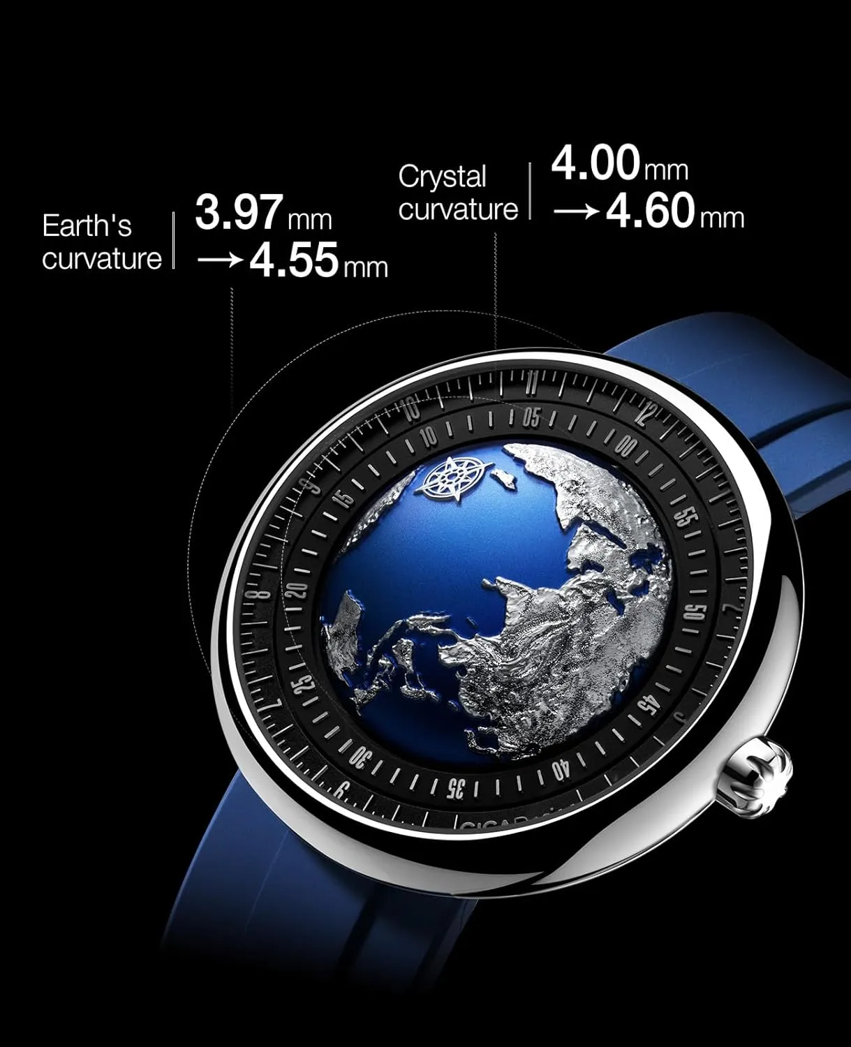 Strap Watches Gifts for Men and Women CIGA Design Mechanical Automatic Watch Blue retirement uppermost segment altogether Planet U Series Stainless Steel/Titanium/Ceramics Case Sapphire Crystal Fluororubber/Ceramics 