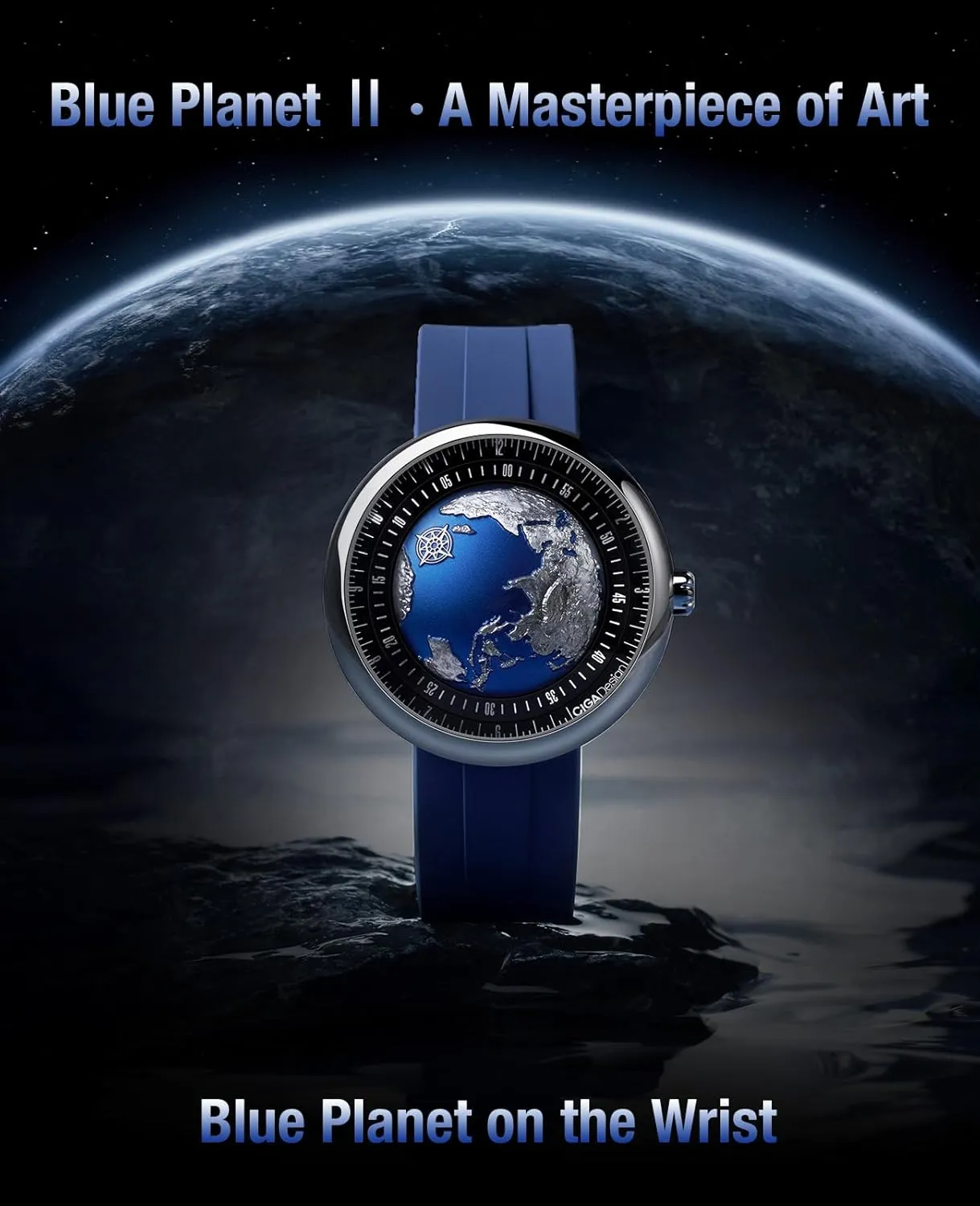 Strap Watches Gifts for Men and Women CIGA Design Mechanical Automatic Watch Blue retirement uppermost segment altogether Planet U Series Stainless Steel/Titanium/Ceramics Case Sapphire Crystal Fluororubber/Ceramics 
