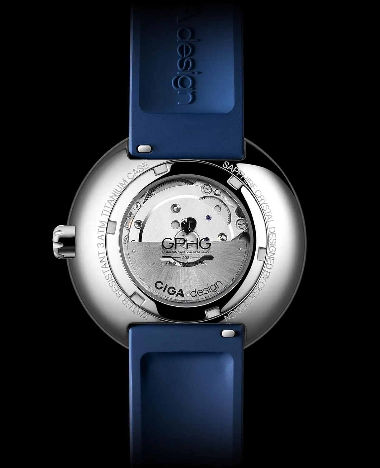 Strap Watches Gifts for Men and Women CIGA Design Mechanical Automatic Watch Blue retirement uppermost segment altogether Planet U Series Stainless Steel/Titanium/Ceramics Case Sapphire Crystal Fluororubber/Ceramics 