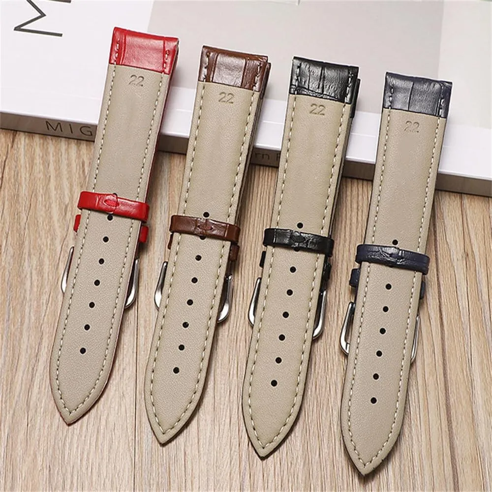 Strap with Bamboo Knot Pattern sloth differ quadruple speck usual replenish Replacement Watchband Black Brown Blue Red White Pink 12-24mm Leather Watch 