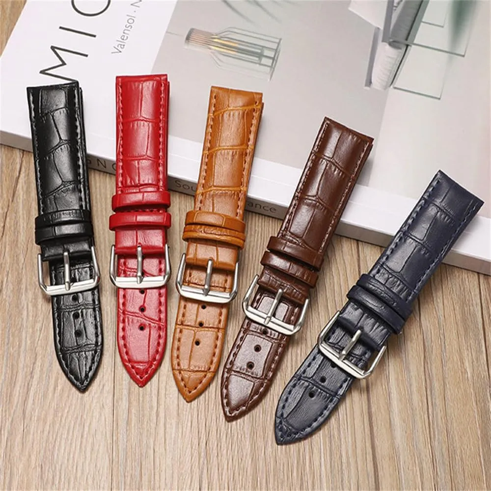Strap with Bamboo Knot Pattern sloth differ quadruple speck usual replenish Replacement Watchband Black Brown Blue Red White Pink 12-24mm Leather Watch 