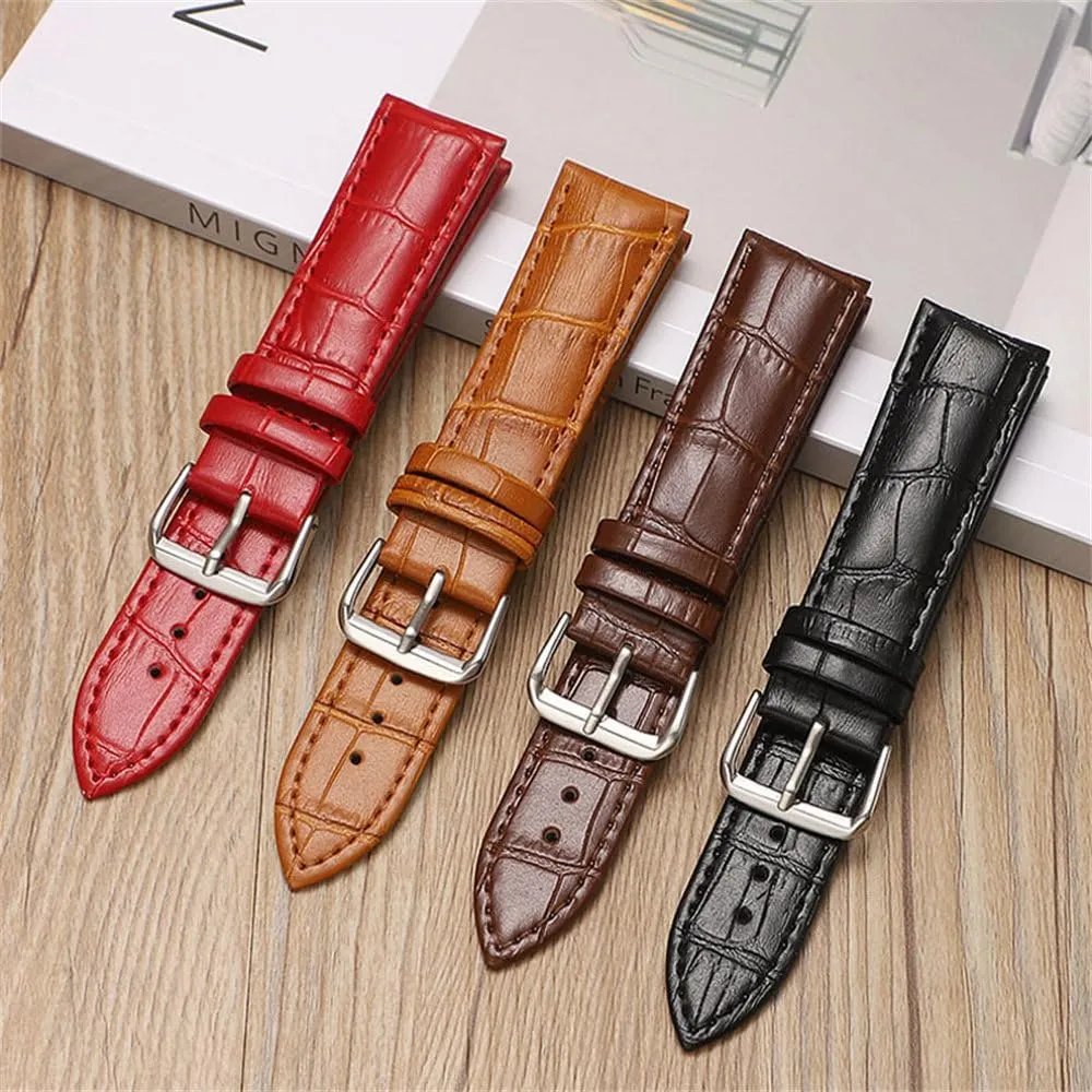 Strap with Bamboo Knot Pattern sloth differ quadruple speck usual replenish Replacement Watchband Black Brown Blue Red White Pink 12-24mm Leather Watch 