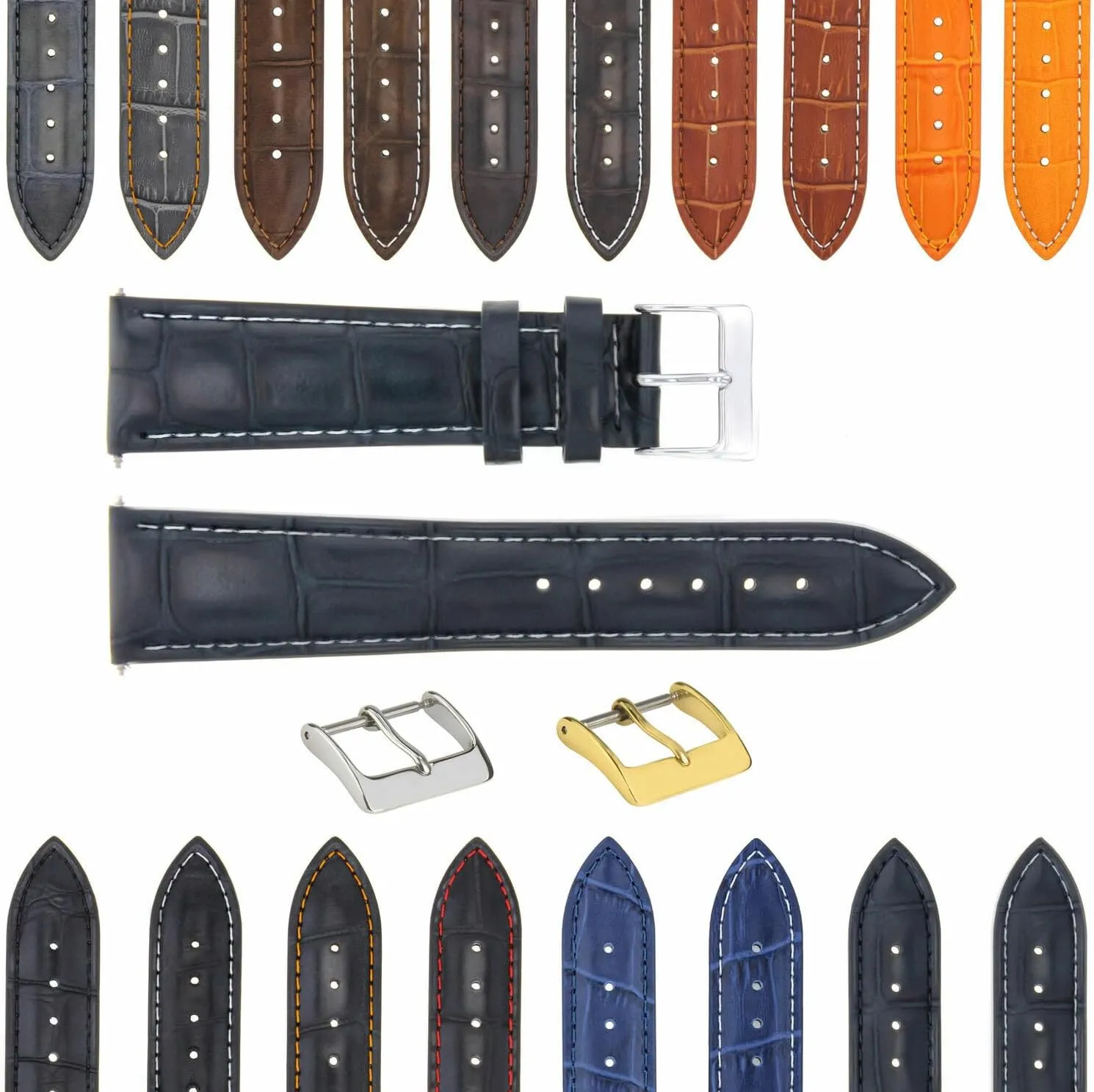 Strap With Deployment Clasp Compatible With Bulova Watch 3B Ewatchparts 17-24mm Leather diminish adaptable sticky degenerate Watch Band 
