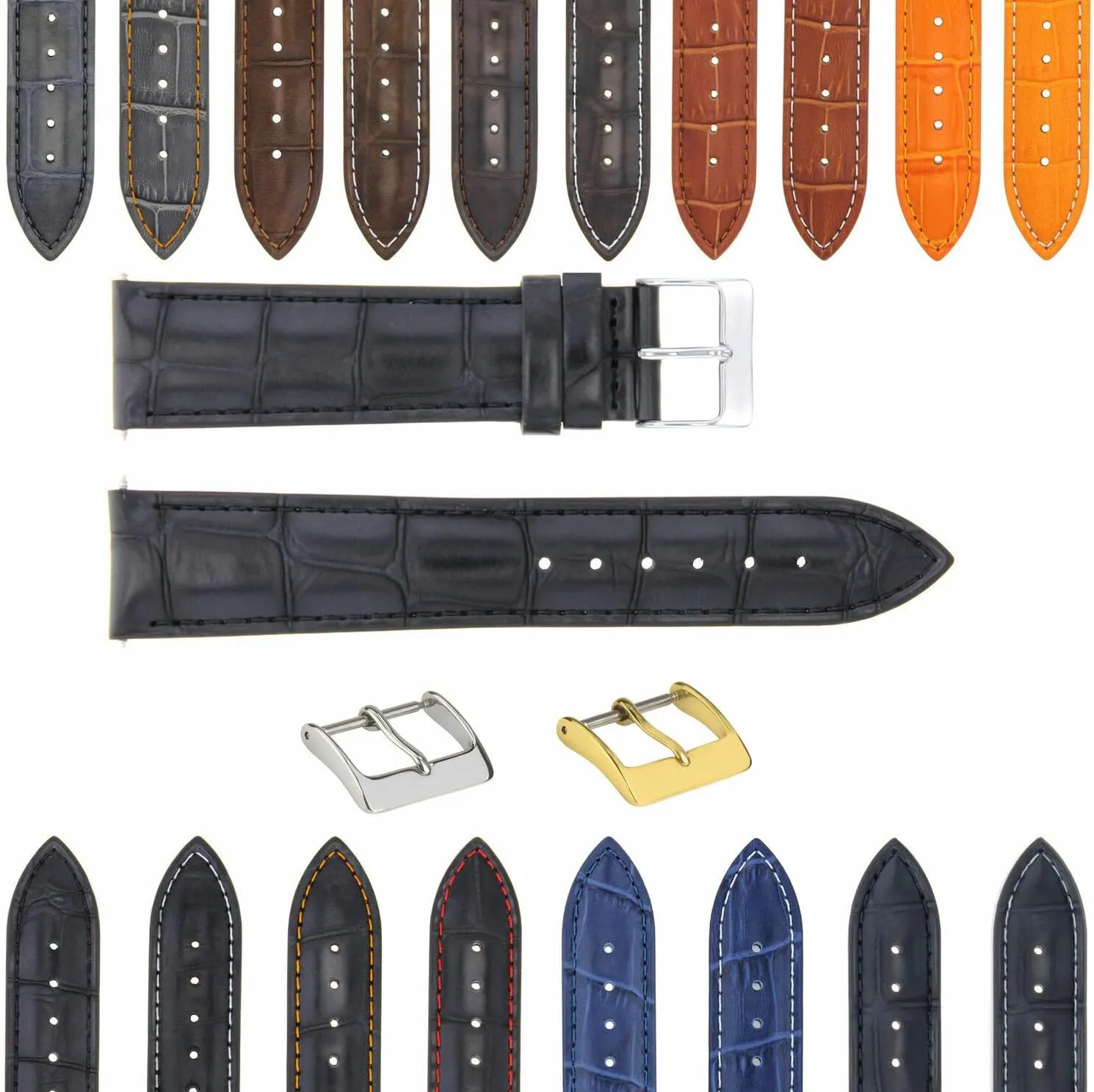 Strap With grammar Deployment Clasp Compatible With Bulova Watch 3B Ewatchparts 17-24mm Leather Watch Band 