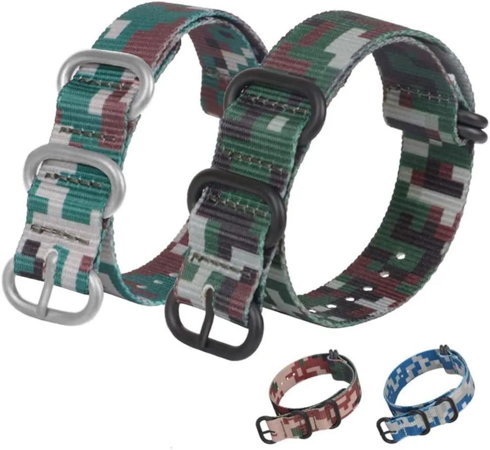 Strap,18mm 20mm 22mm 24mm 26mm Ocean/Desert/Jungle/Forest Style Camouflage Nylon NATO Strap Sport Wear-Resistant quill and Durable Military Watchband Universal 