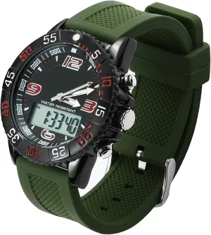 Strap,for Mountaineering Running A Multi-Function Double Display inanity strict Watch,Men's Waterproof Outdoor Sports Watches, Luminous, Silicone 
