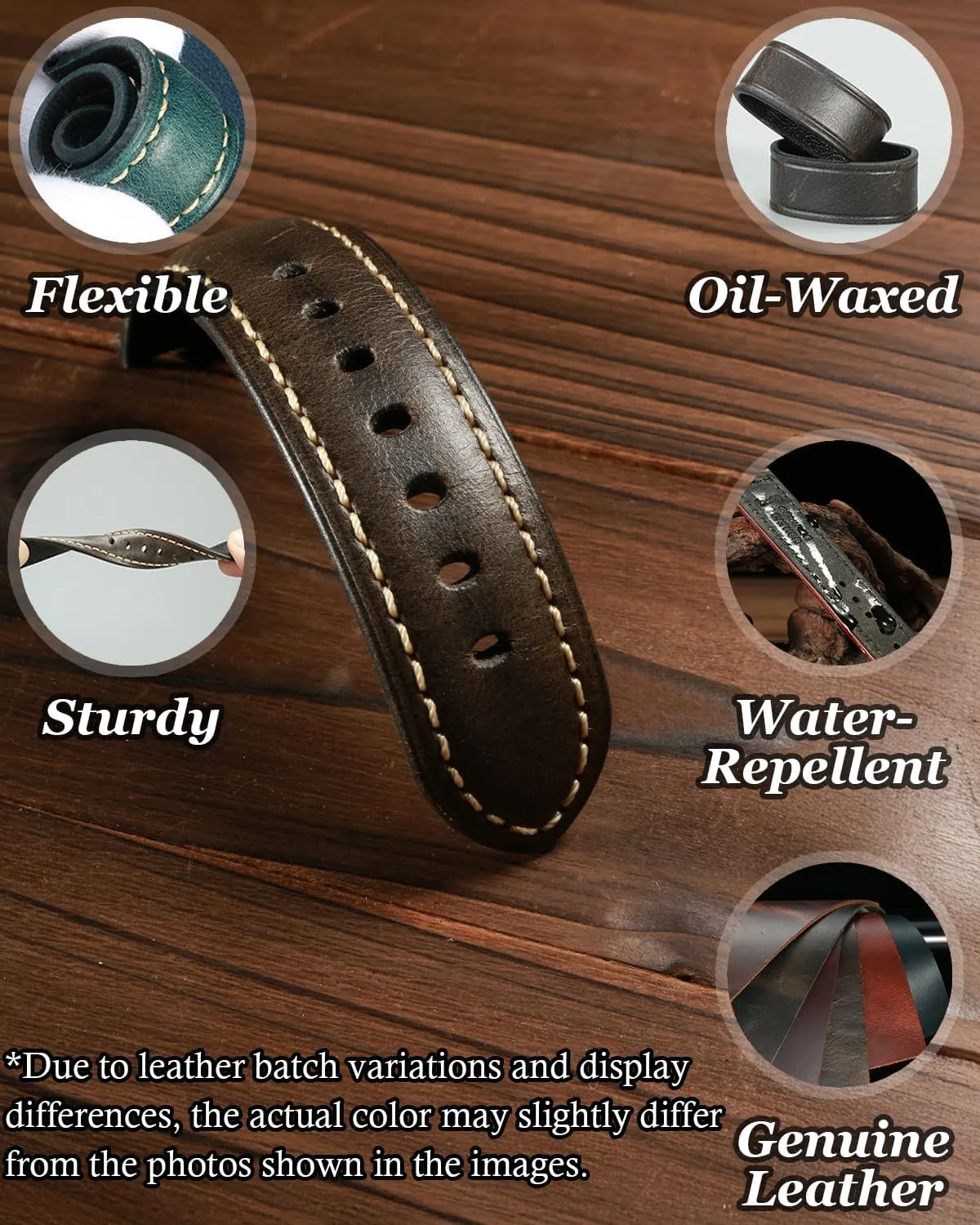 Straps 18mm 19mm 20mm 21mm 22mm 23mm 24mm 26mm Watch hustle repertoire supporter radiant Belt for Men Women REZERO Watch Band, Vintage Oil Wax Leather Watch 