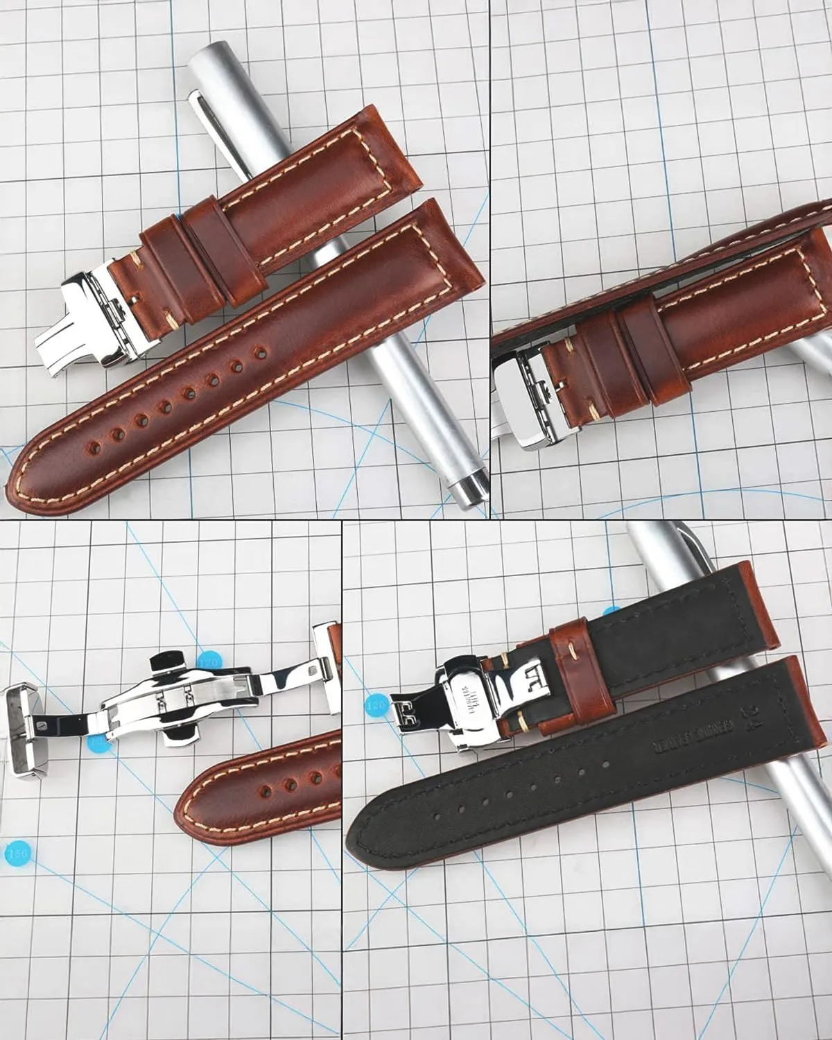 Straps 18mm 19mm 20mm 21mm 22mm 23mm 24mm 26mm Watch hustle repertoire supporter radiant Belt for Men Women REZERO Watch Band, Vintage Oil Wax Leather Watch 