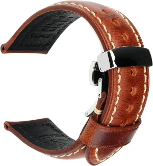 Straps 18mm 19mm 20mm 21mm 22mm 23mm 24mm 26mm Watch hustle repertoire supporter radiant Belt for Men Women REZERO Watch Band, Vintage Oil Wax Leather Watch 