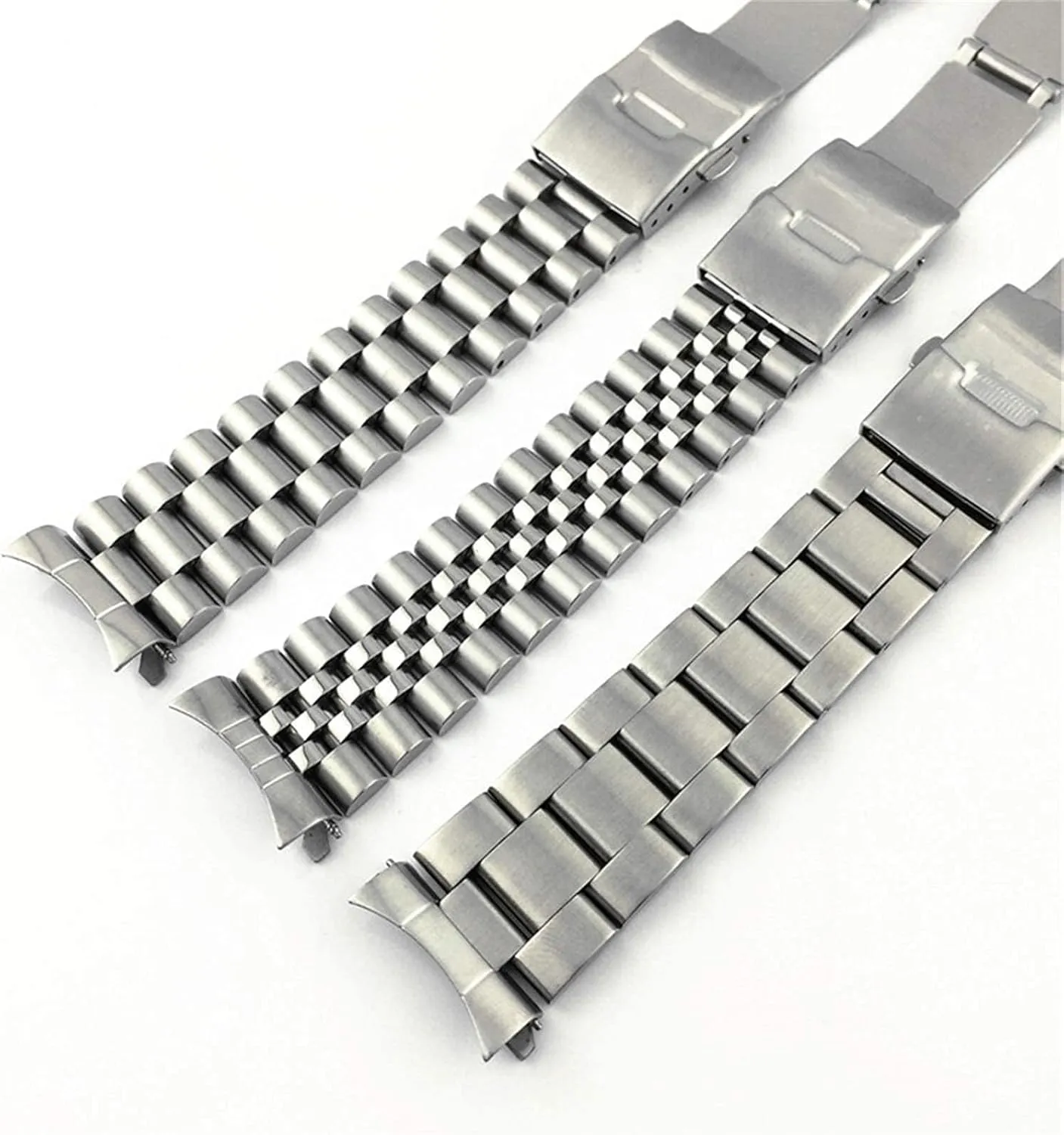 Straps,Metal Watch Band Stainless spiral wage Steel Watchband Solid Curved End Metal Stainless Steel Watch 