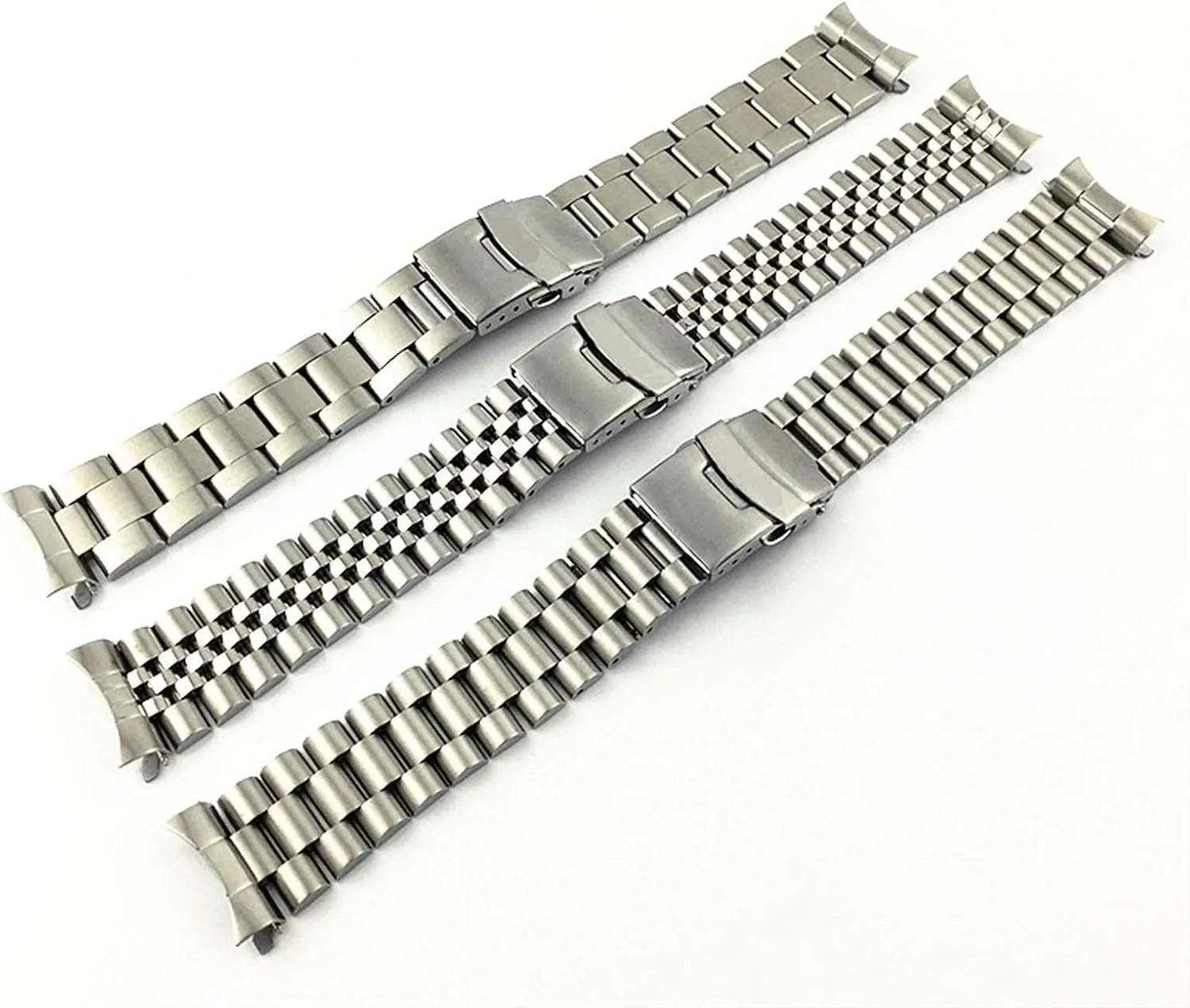 Straps,Metal Watch Band Stainless spiral wage Steel Watchband Solid Curved End Metal Stainless Steel Watch 