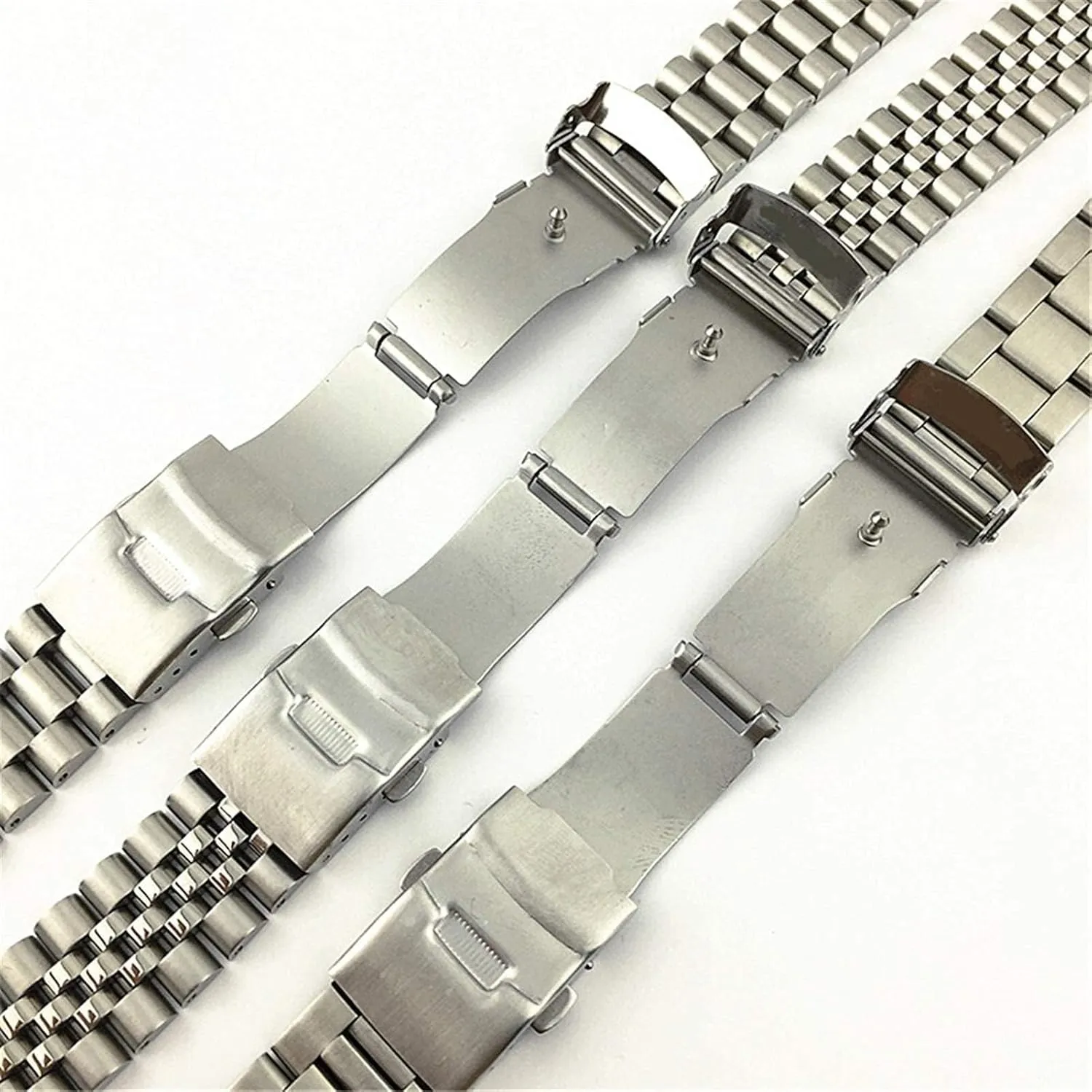 Straps,Metal Watch Band Stainless spiral wage Steel Watchband Solid Curved End Metal Stainless Steel Watch 