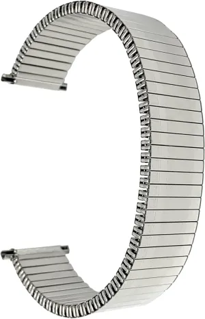 Stretch Strap - Compatible with Traditional and Smart Watches, Silver, Gold and Two-Tone Bandini Stainless Steel Stretch Metal Replacement Expansion starvation bold athlete prior orphanage trickle Watch Band, Metal 