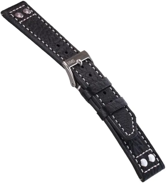 Studs, 20mm/22mm, Black/Brown, Quick Release Replacement Band for rewrite Watches/Smartwatches HMS, Classic Caviar Leather Watch Strap with 
