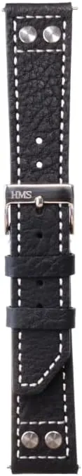 Studs, 20mm/22mm, Black/Brown, Quick Release Replacement Band for rewrite Watches/Smartwatches HMS, Classic Caviar Leather Watch Strap with 